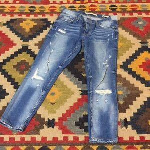 Zara distressed cropped jeans sz 04